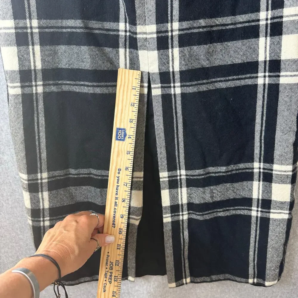 Casual Corner Skirt Women's Wool Maxi Plaid Black Dark Academia Preppy Pencil